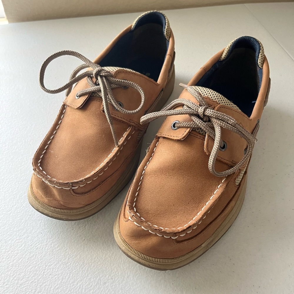 Sperry Boys’ Brown Leather Slip-On Boat Shoes | Size 6.5 | Casual